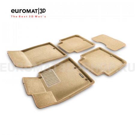 Текстильные 3D коврики Euromat3D Business в салон для Kia Quoris (2014-) № EMC3D-002928T Бежевые