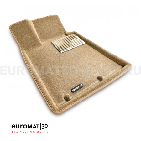 Текстильные 3D коврики Euromat3D Lux в салон для Kia Quoris (2014-) № EM3D-002928T Бежевые