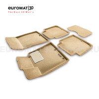 Текстильные 3D коврики Euromat3D Lux в салон для Kia Quoris (2014-) № EM3D-002928T Бежевые